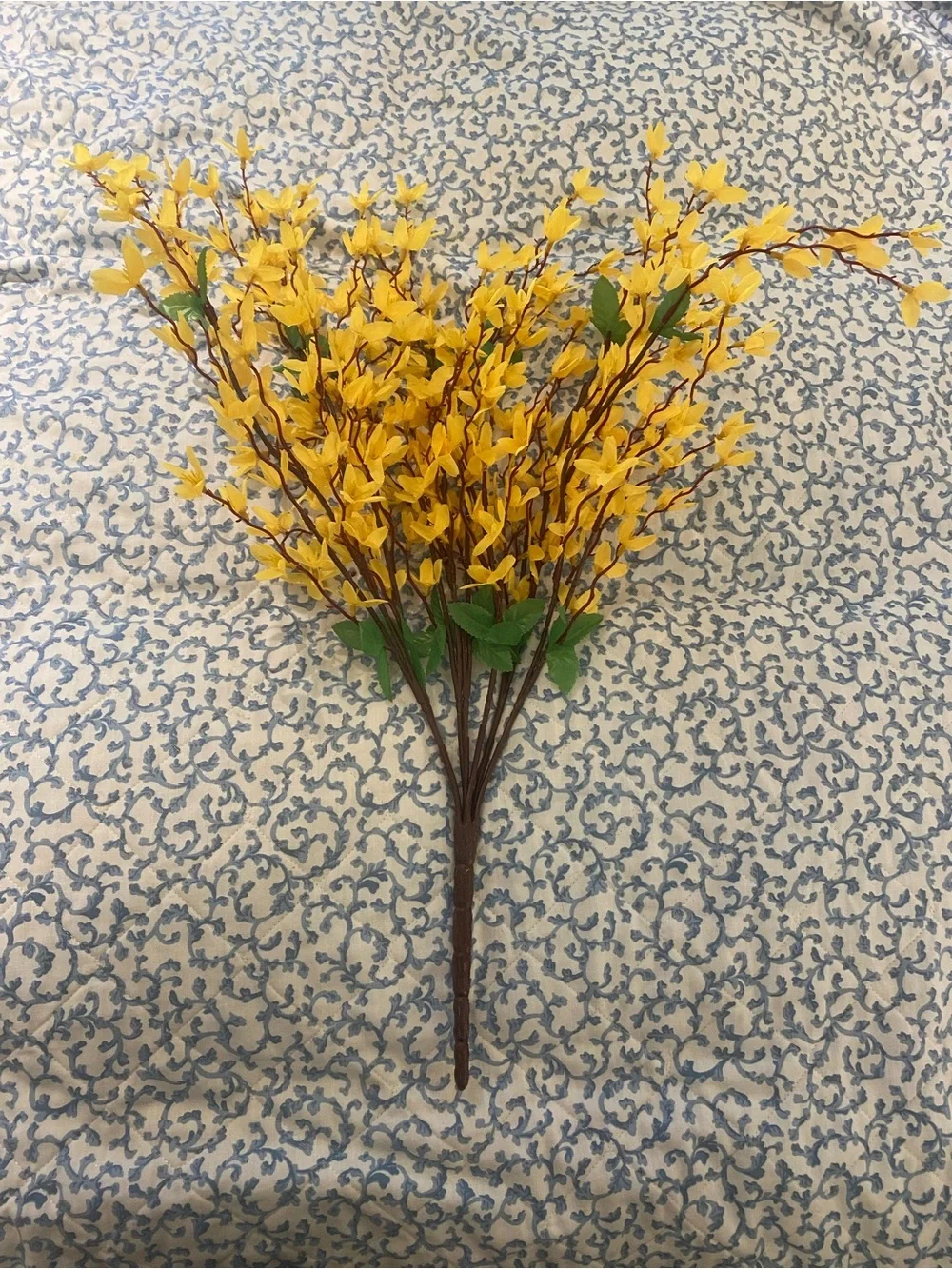 Yellow Forsythia Floral Stem 24 Inch Artificial Spring Flower Branch